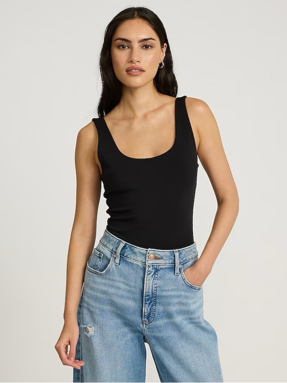 Express Body Contour High Compression Scoop Neck Bodysuit - Black